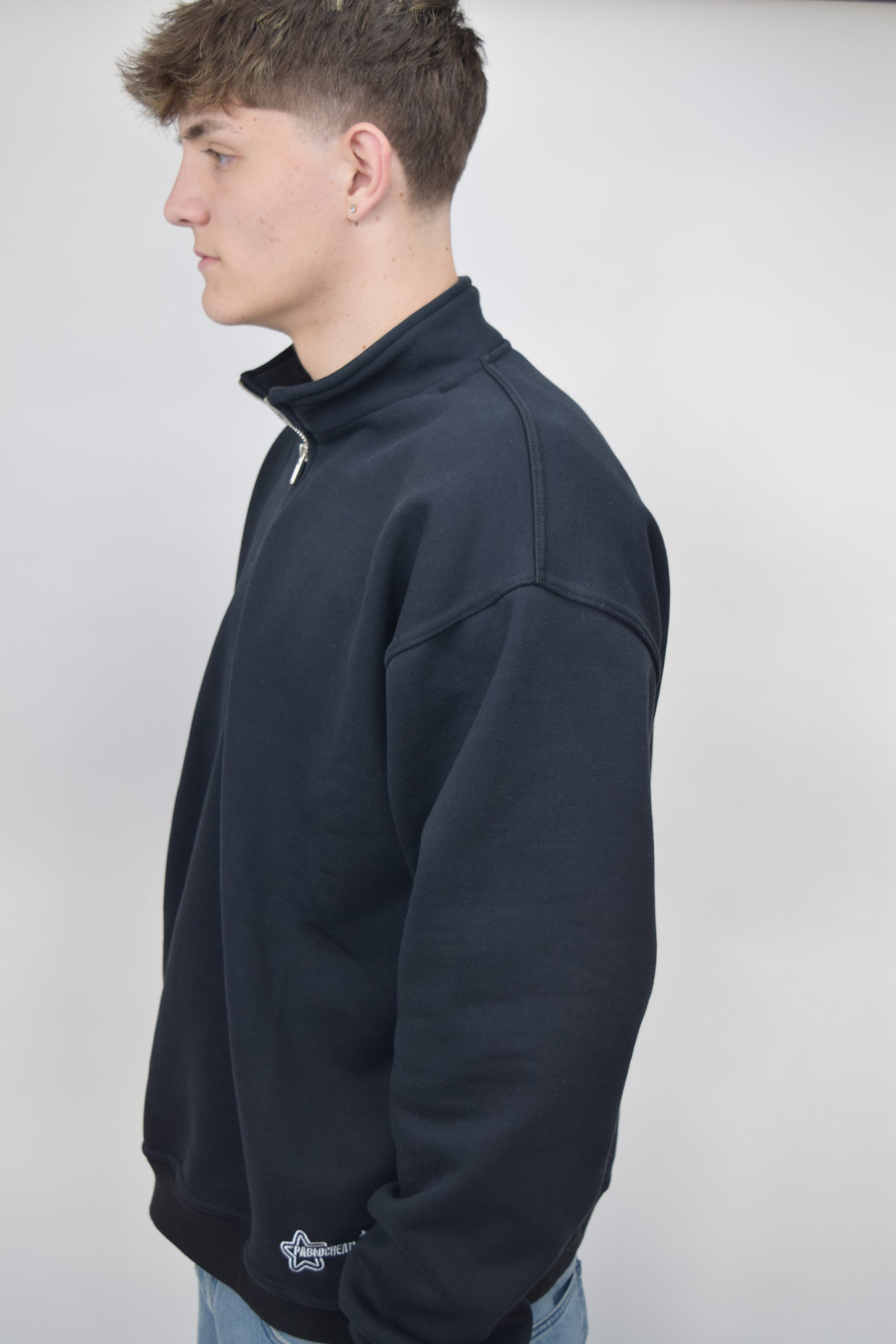 Half-Zipp Schwarz