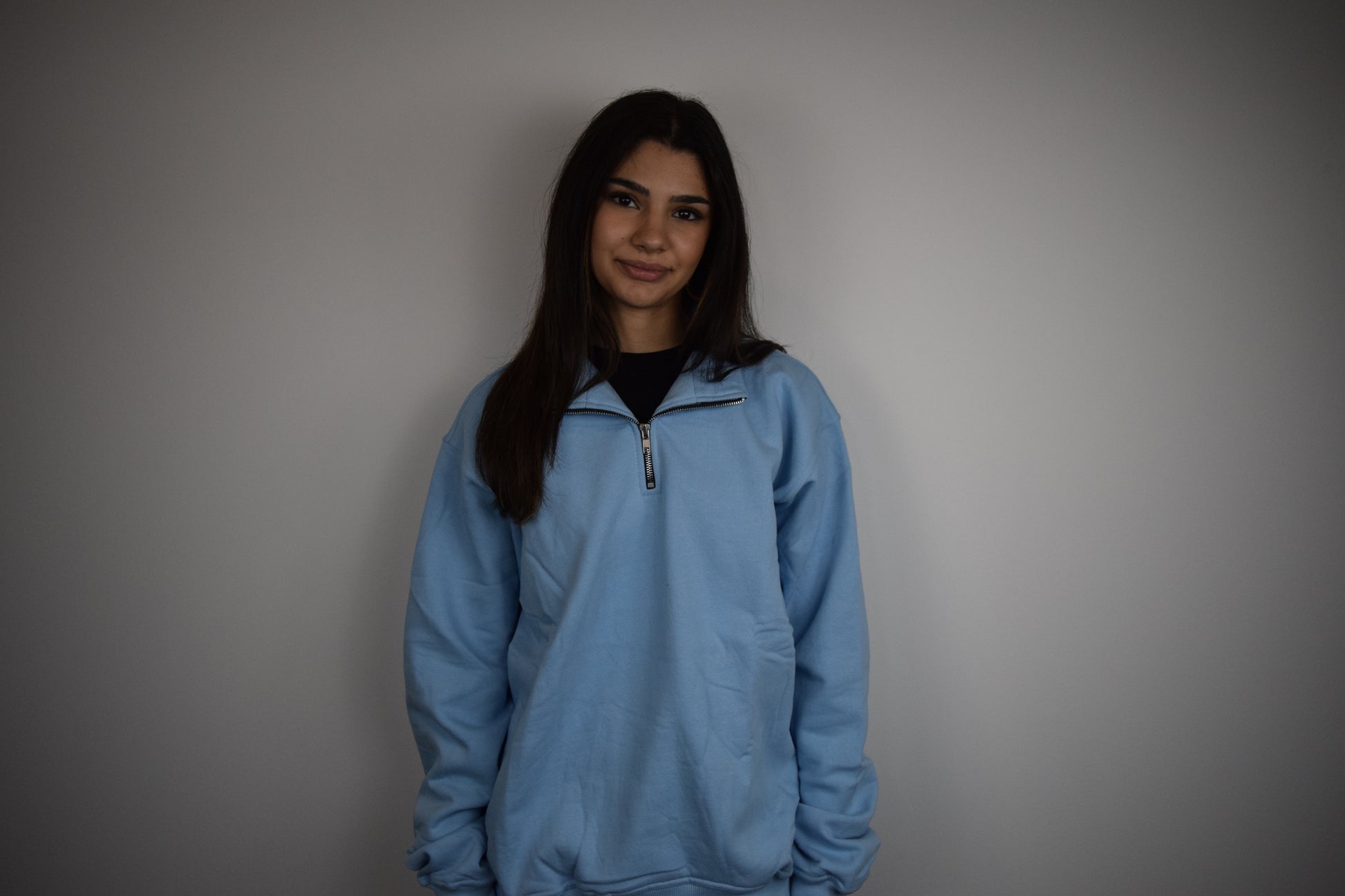 Half-Zipper Babyblau