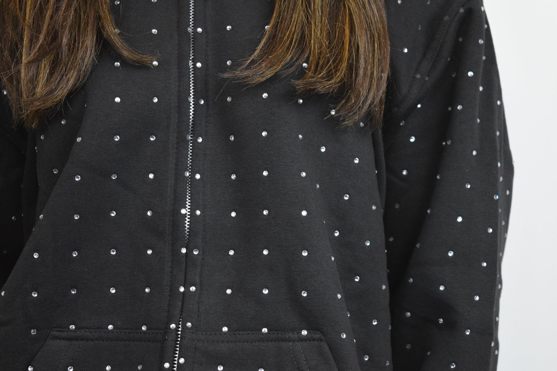 Glitzer Zipp Hoodie Schwarz
