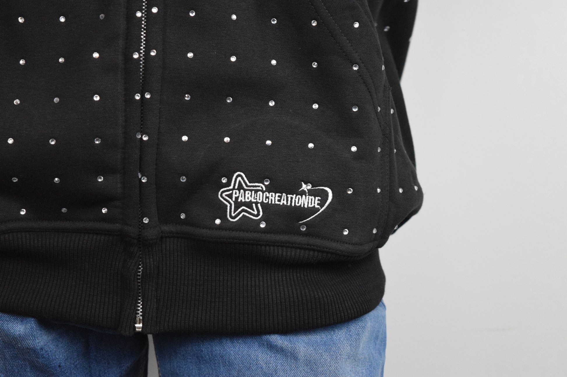 Glitzer Zipp Hoodie Schwarz