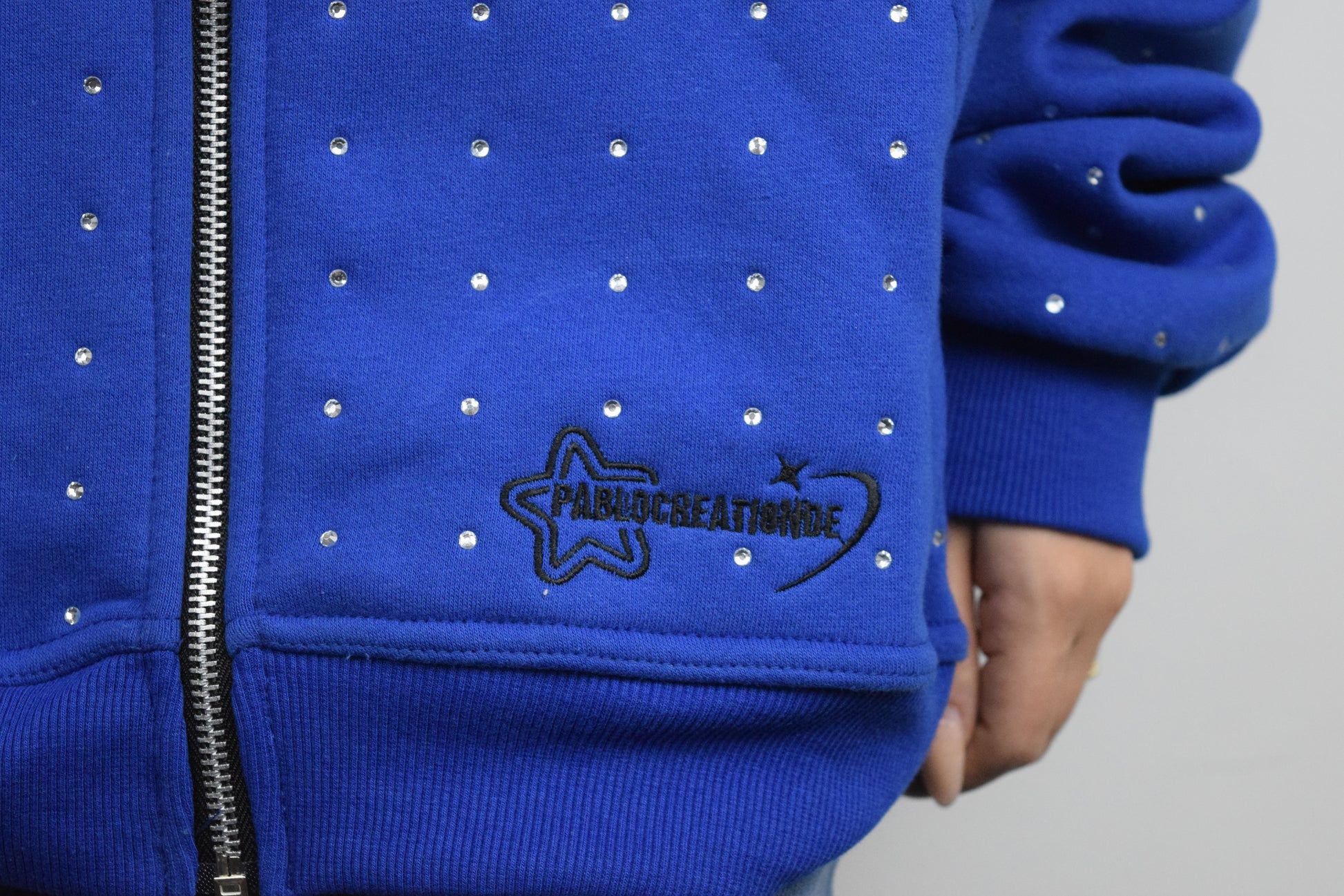 Glitzer Zipp Hoodie Blau