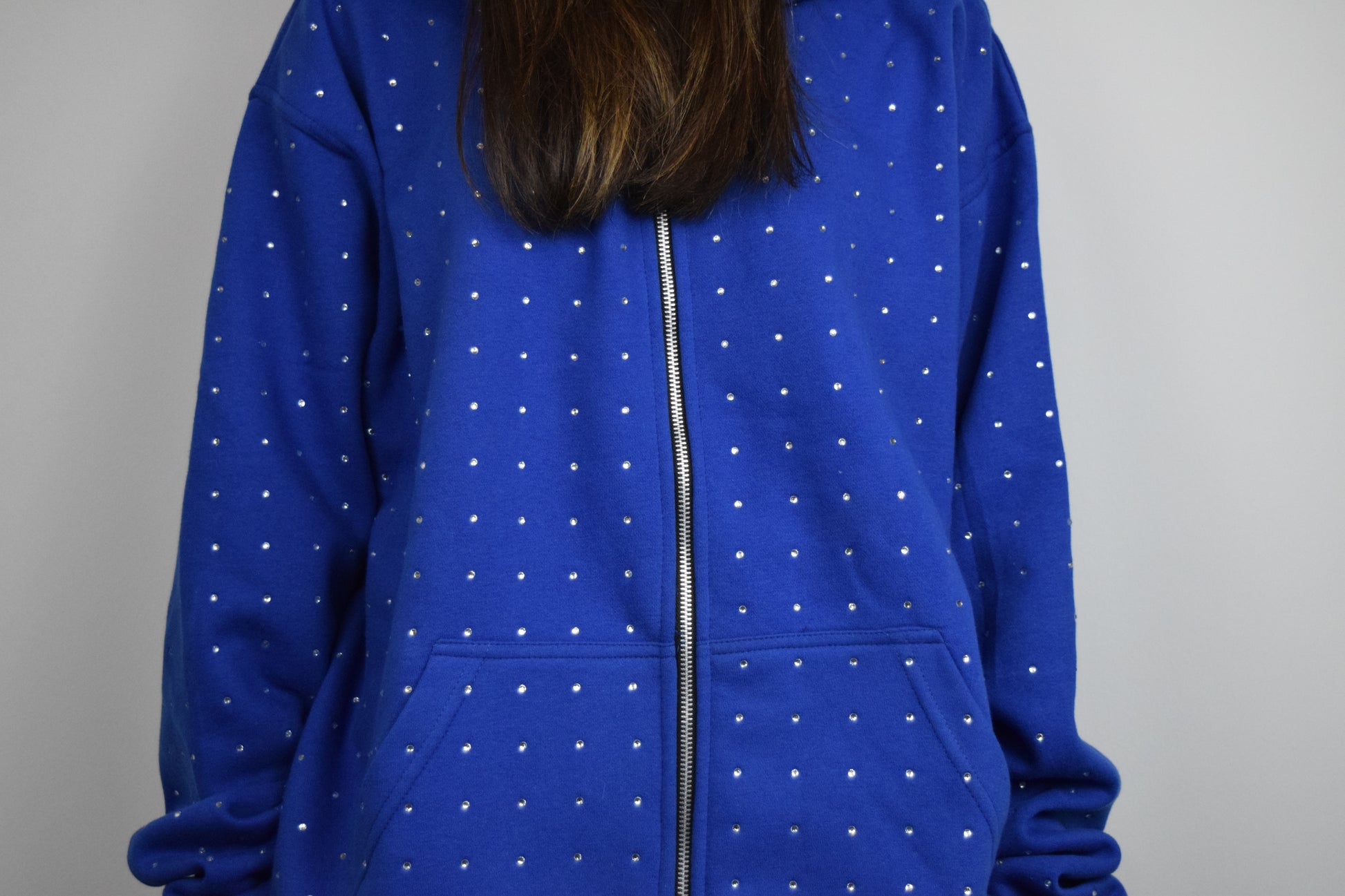 Glitzer Zipp Hoodie Blau