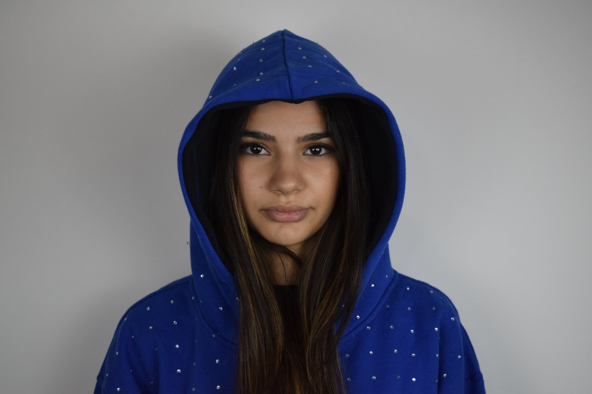 Glitzer Zipp Hoodie Blau