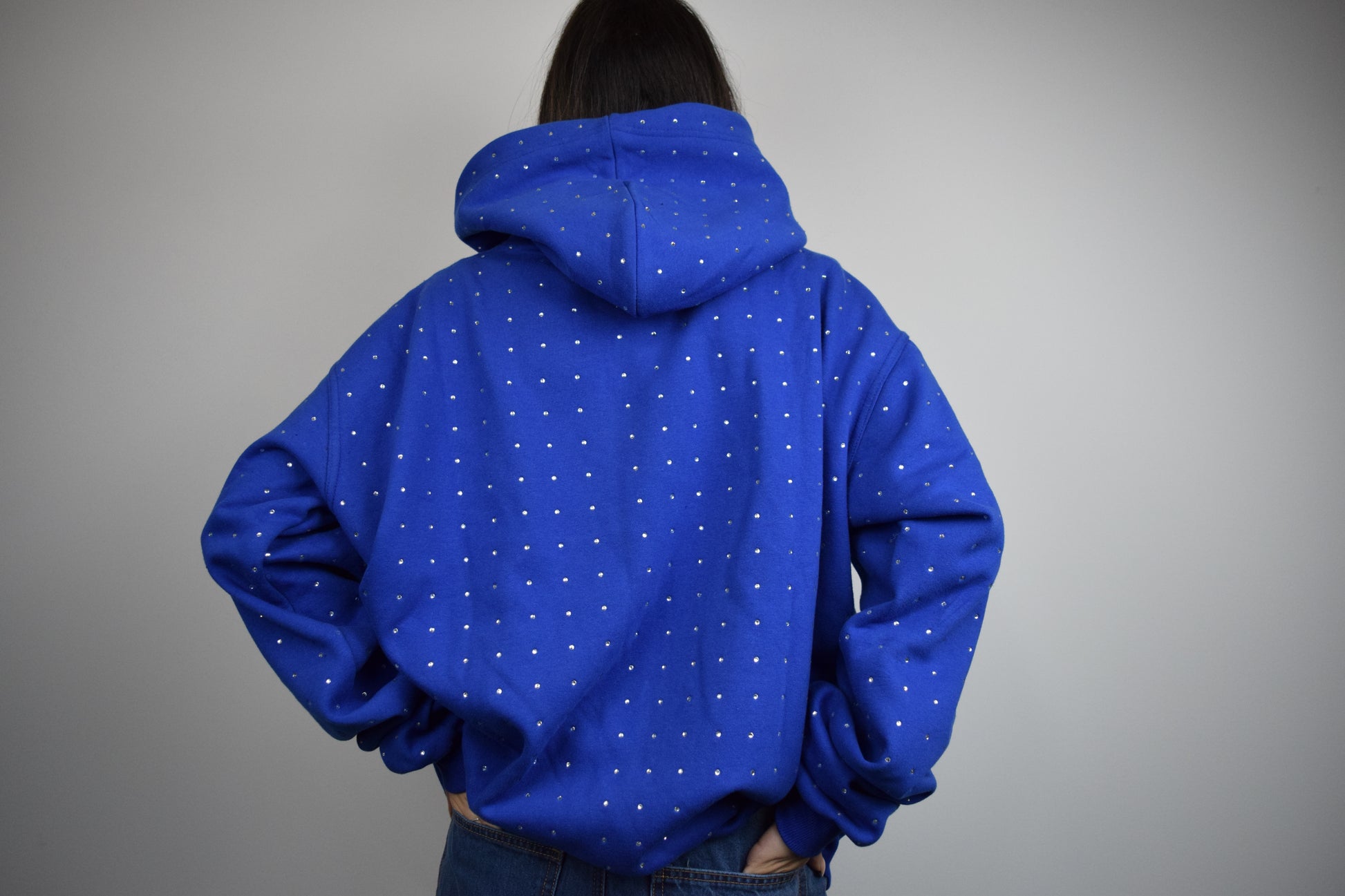Glitzer Zipp Hoodie Blau