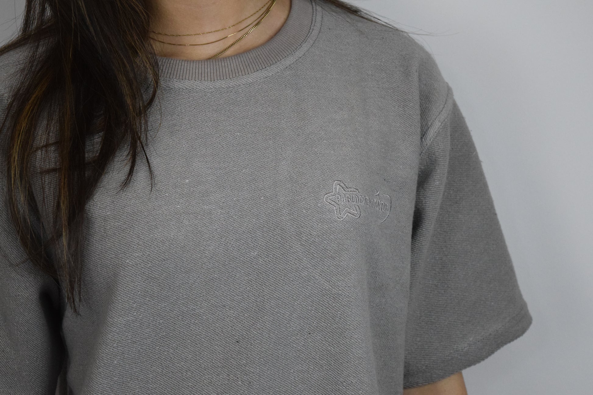 Frottee T-Shirt Grau