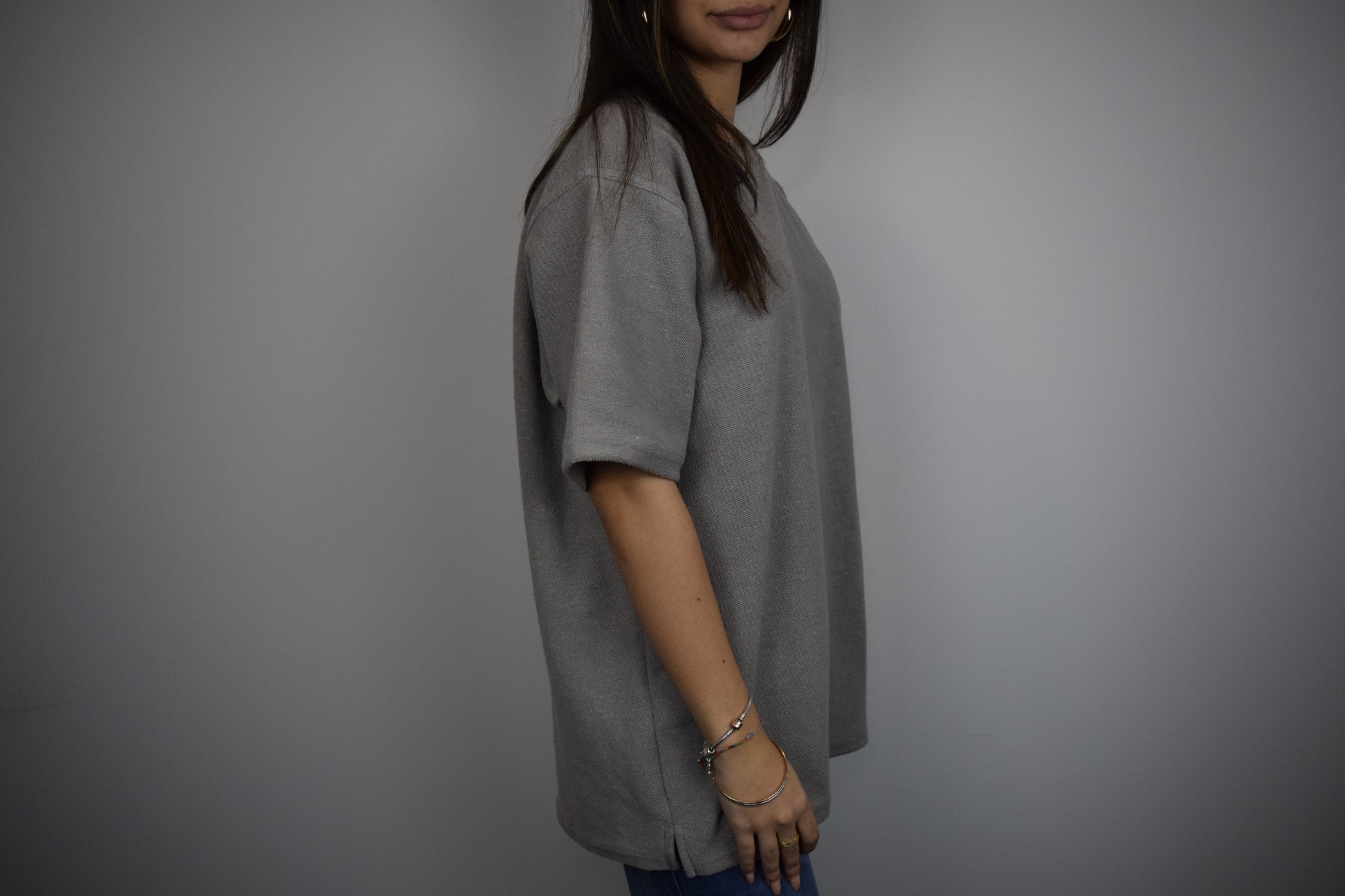Frottee T-Shirt Grau